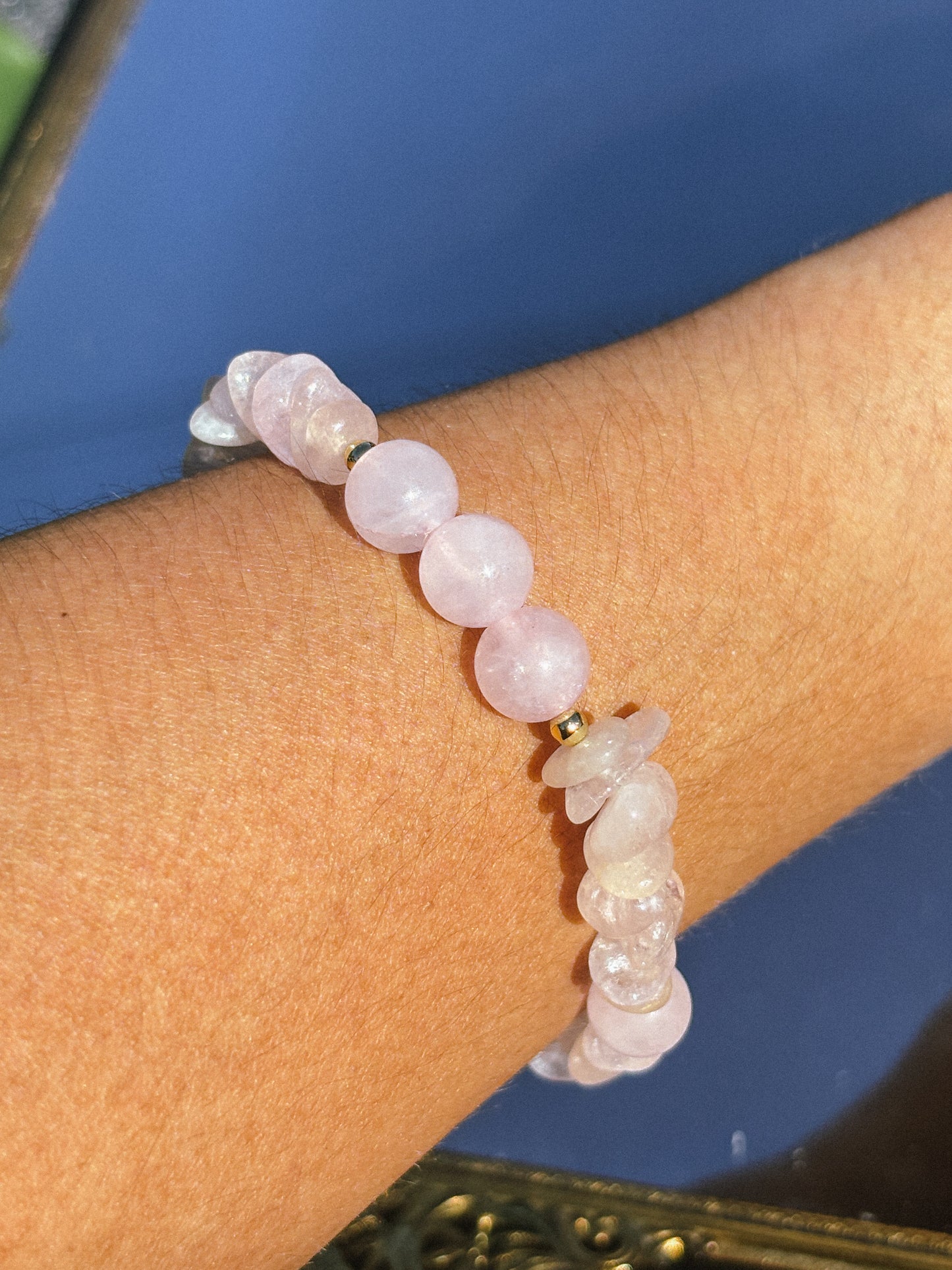 Rose Quartz N Chips Bracelet