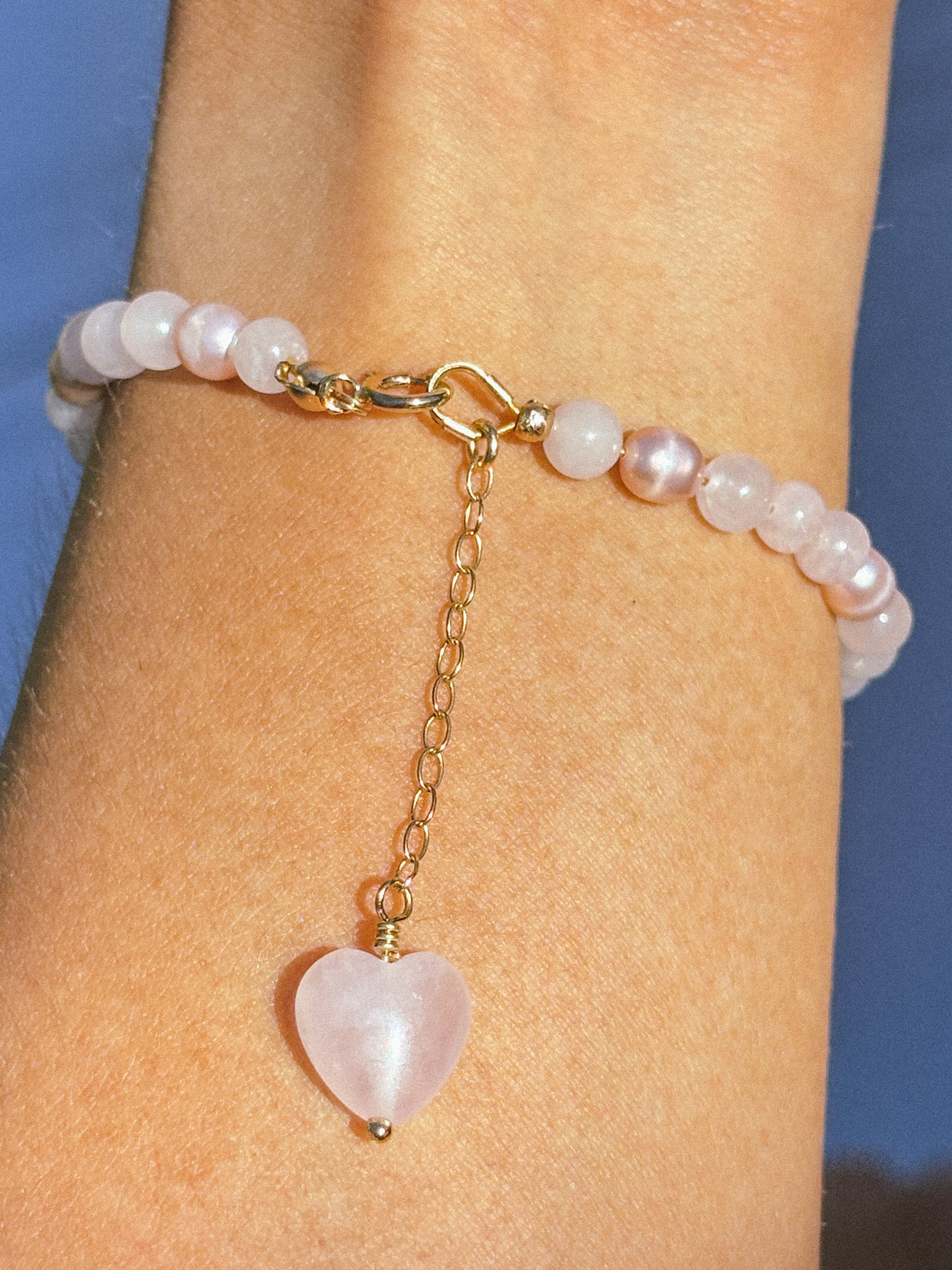 She Pink Rose Quartz Charm Bracelet