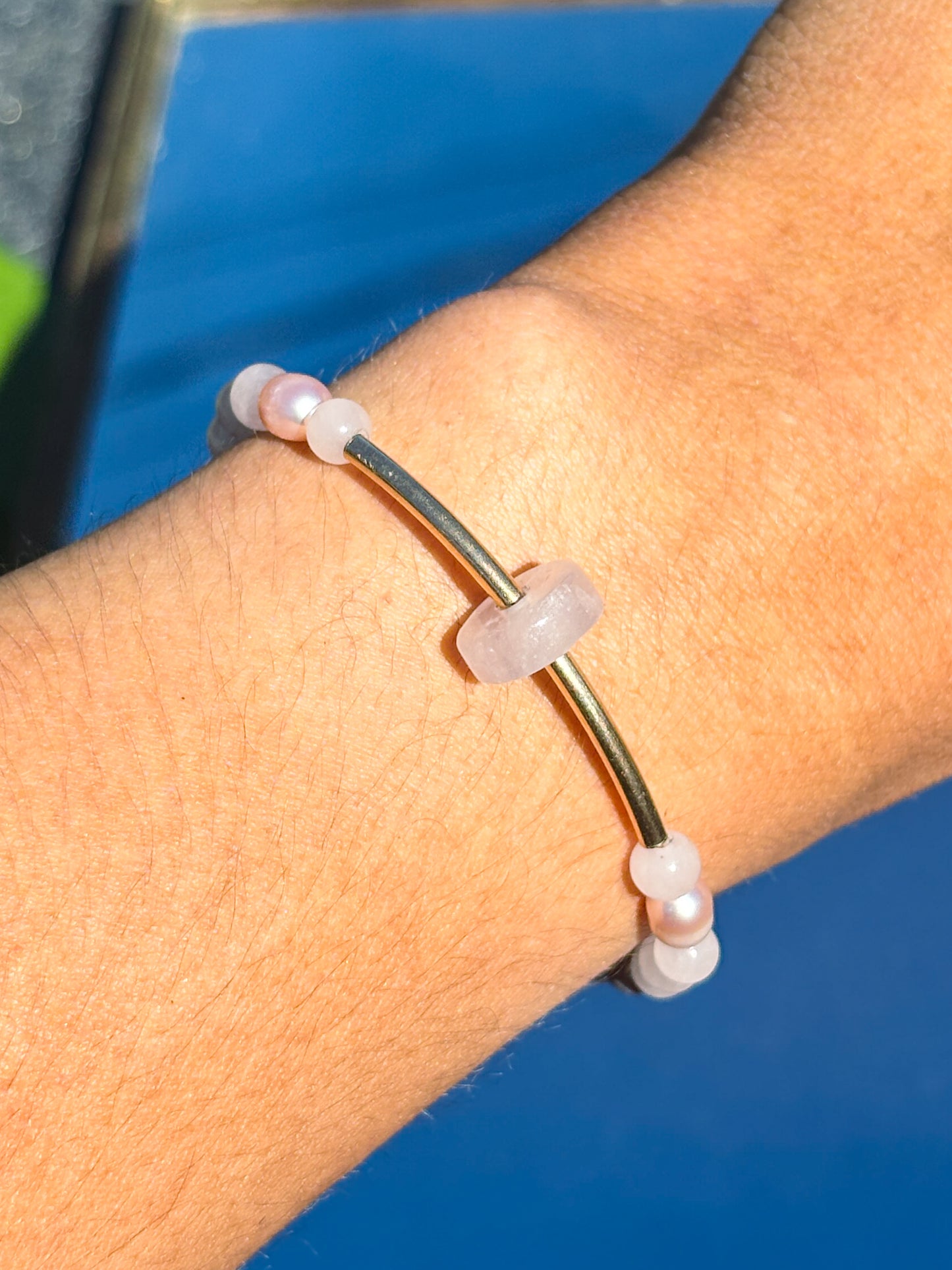 She Pink Rose Quartz Charm Bracelet