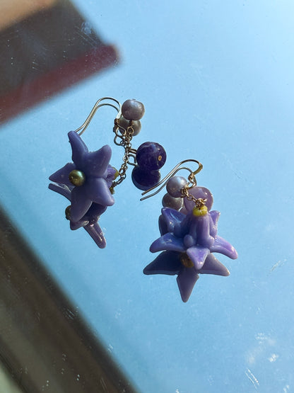 Queen's Fav - Purple Crown Drop Earrings