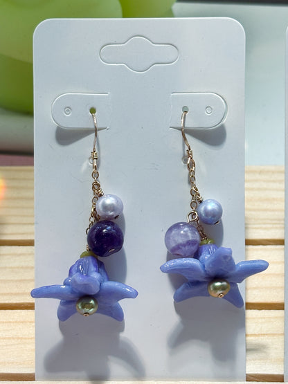 Queen's Fav - Purple Crown Drop Earrings