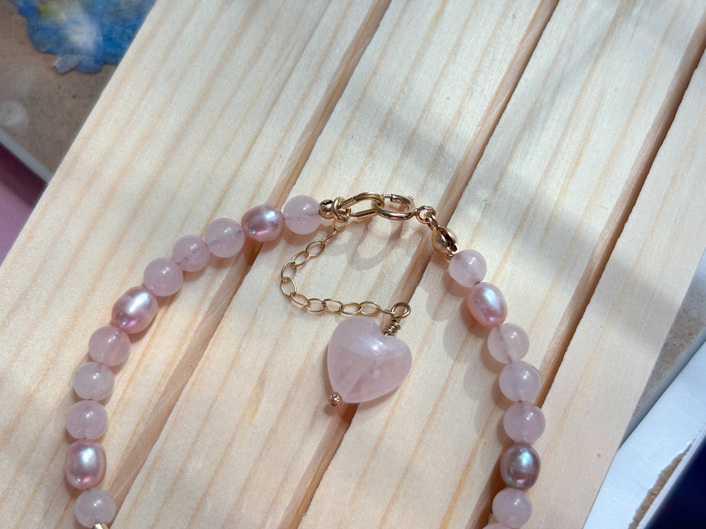 She Pink Rose Quartz Charm Bracelet