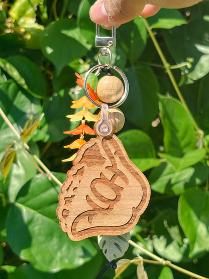 Multi-Charm Aloha Shaka Wooden Keychain