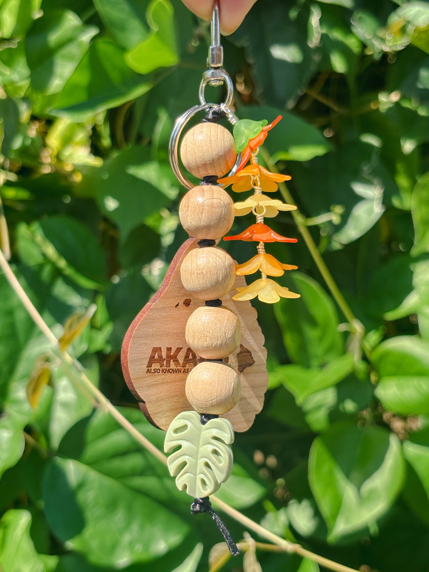 Multi-Charm Aloha Shaka Wooden Keychain