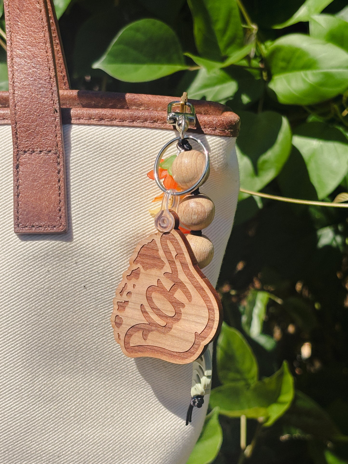 Multi-Charm Aloha Shaka Wooden Keychain