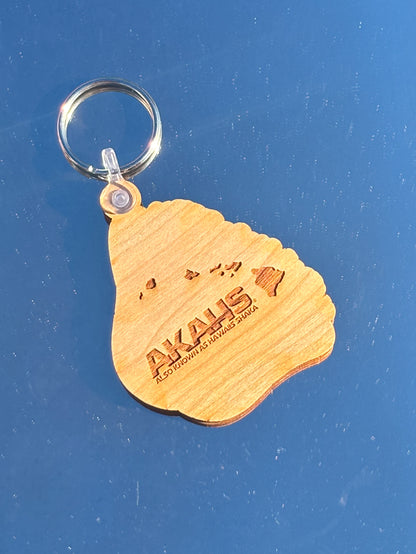 Classic Aloha Shaka Wooden Keychain