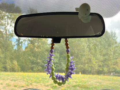 Sea Grapes N Purple Hyacinth Double Car Lei