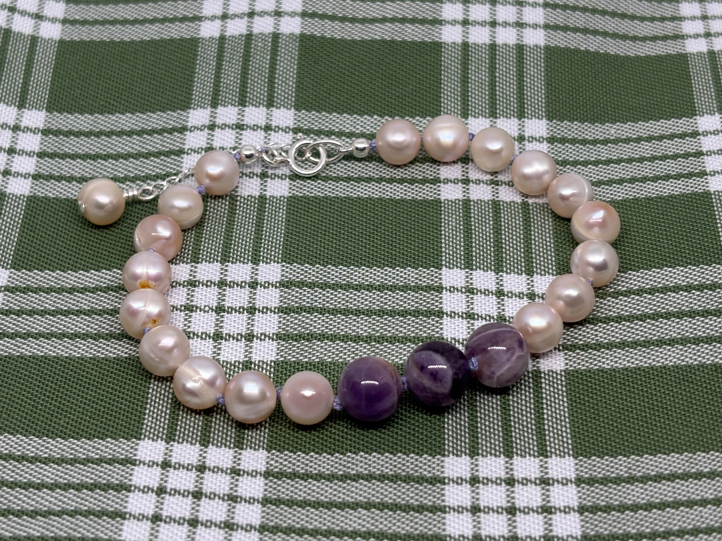 Amethyst & Pink Fresh Water Pearl Bracelet
