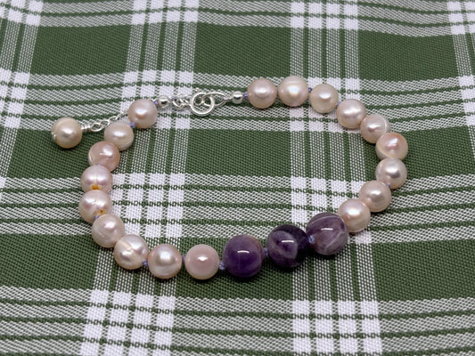 Amethyst & Pink Fresh Water Pearl Bracelet