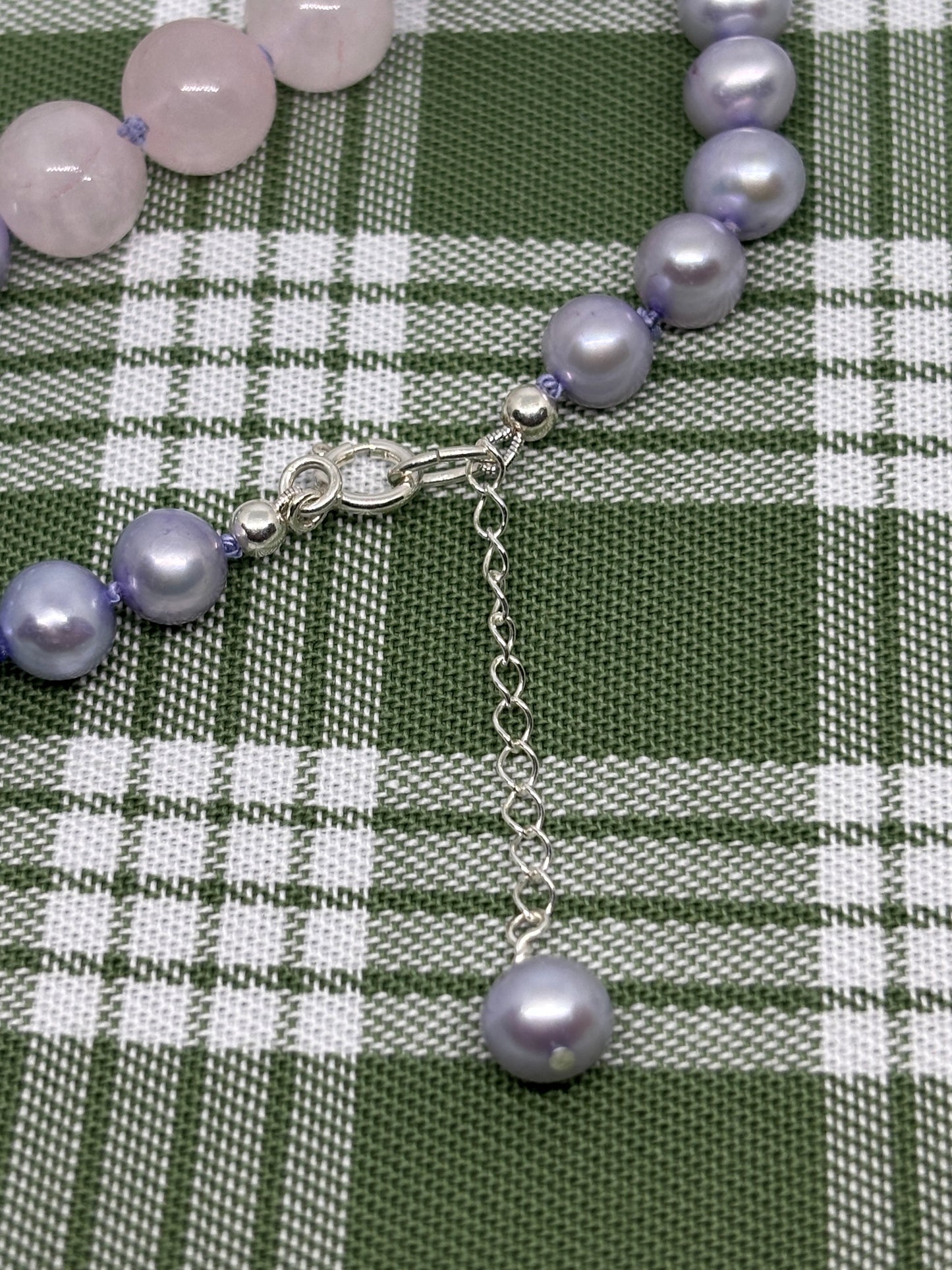 Rose Quartz & Purple Fresh Water Pearl Bracelet
