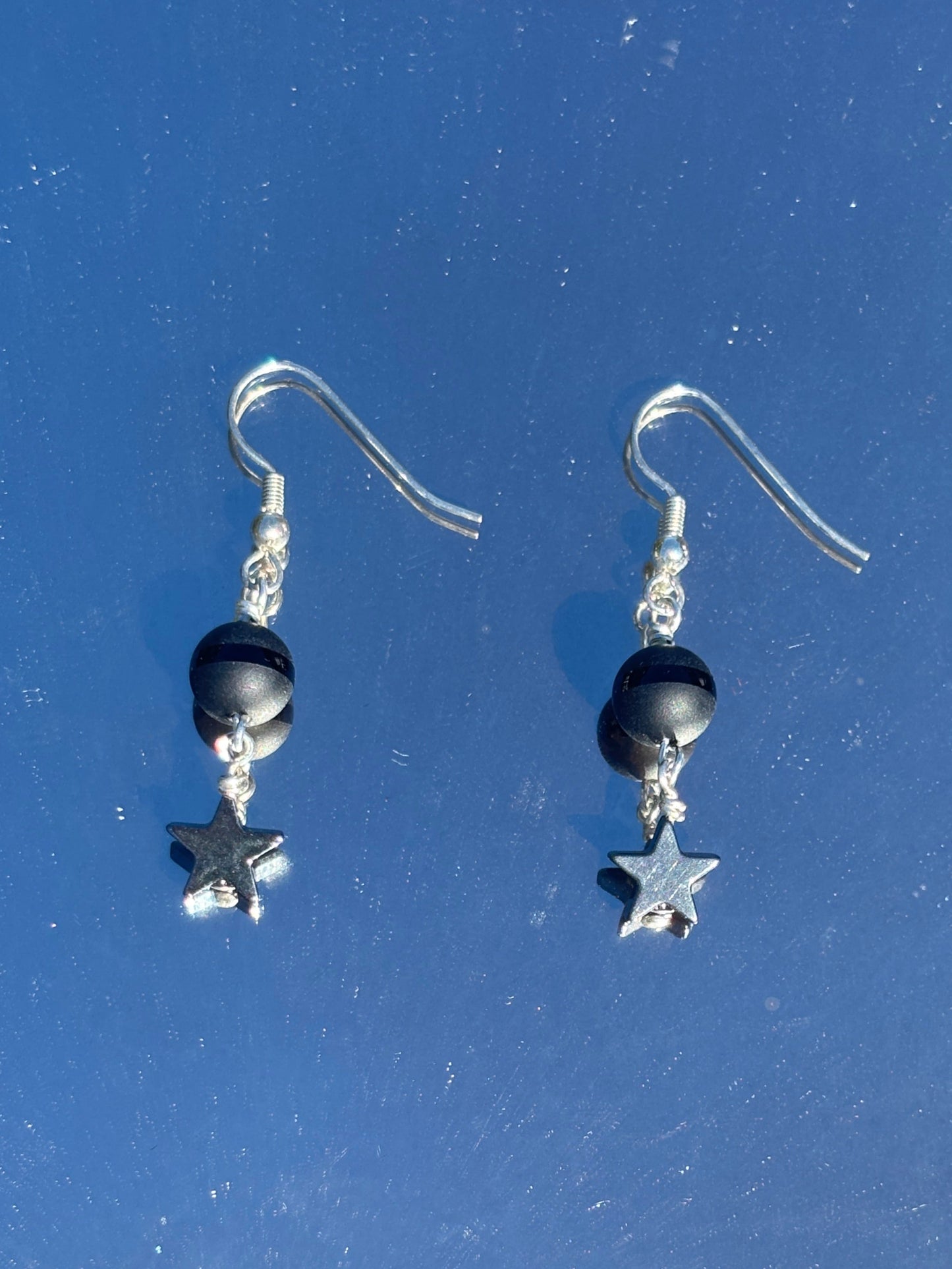 Silver Stars Drop Earrings