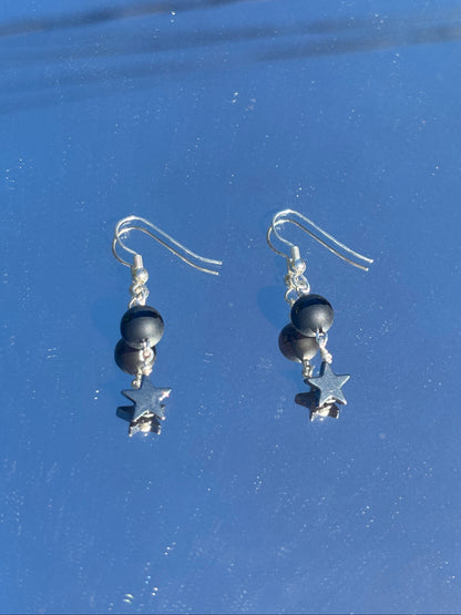 Silver Stars Drop Earrings