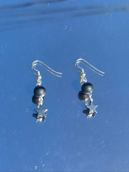 Silver Stars Drop Earrings