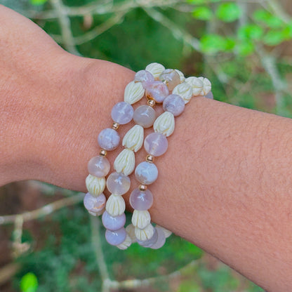 Flower Agate Pikake Stretchy Bracelet
