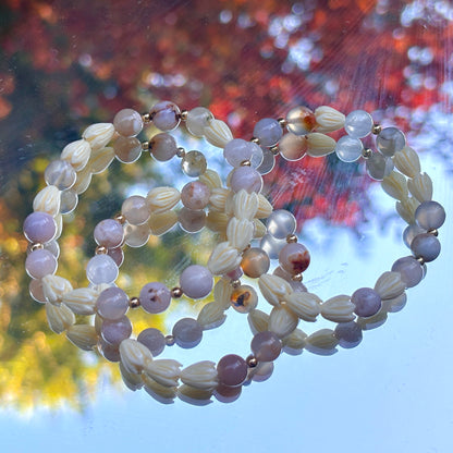 Flower Agate Pikake Stretchy Bracelet